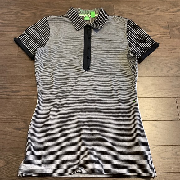 Hugo Boss Black & White Striped Polo - Picture 2 of 6